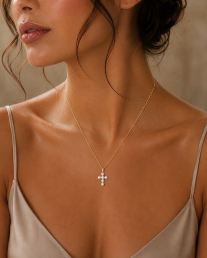 The Gates of Pearl Cross Necklace