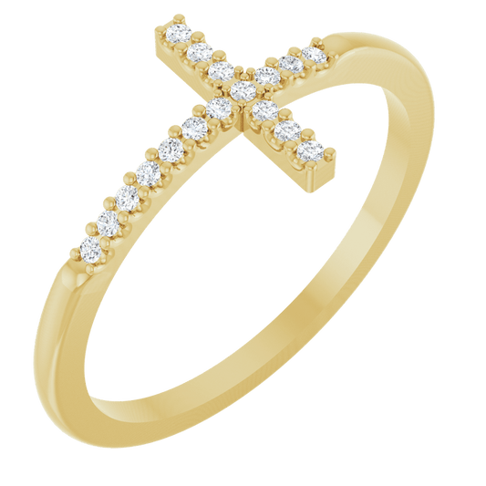 The Heavenward Diamond Cross Ring