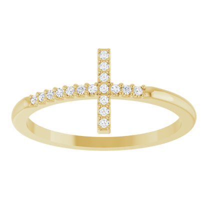 The Heavenward Diamond Cross Ring