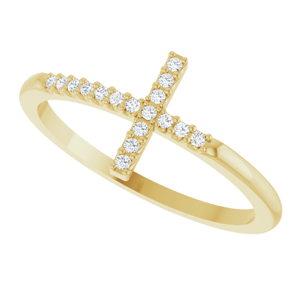 The Heavenward Diamond Cross Ring